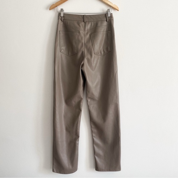 Dynamite Gisele Straight Leg Faux Leather Pants, Brown, Size 6 - Picture 8 of 10